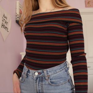 Striped Off the Shoulder Sweater